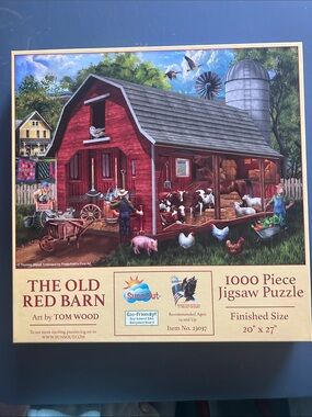 SunsOut The Old Red Barn 1000-Piece Jigsaw Puzzle - Red
